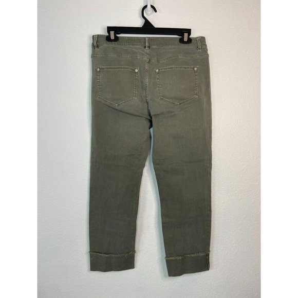 J. Jill denim women's 8 green authentic fit cropped stretch jeans casual cuffed - Picture 4 of 6